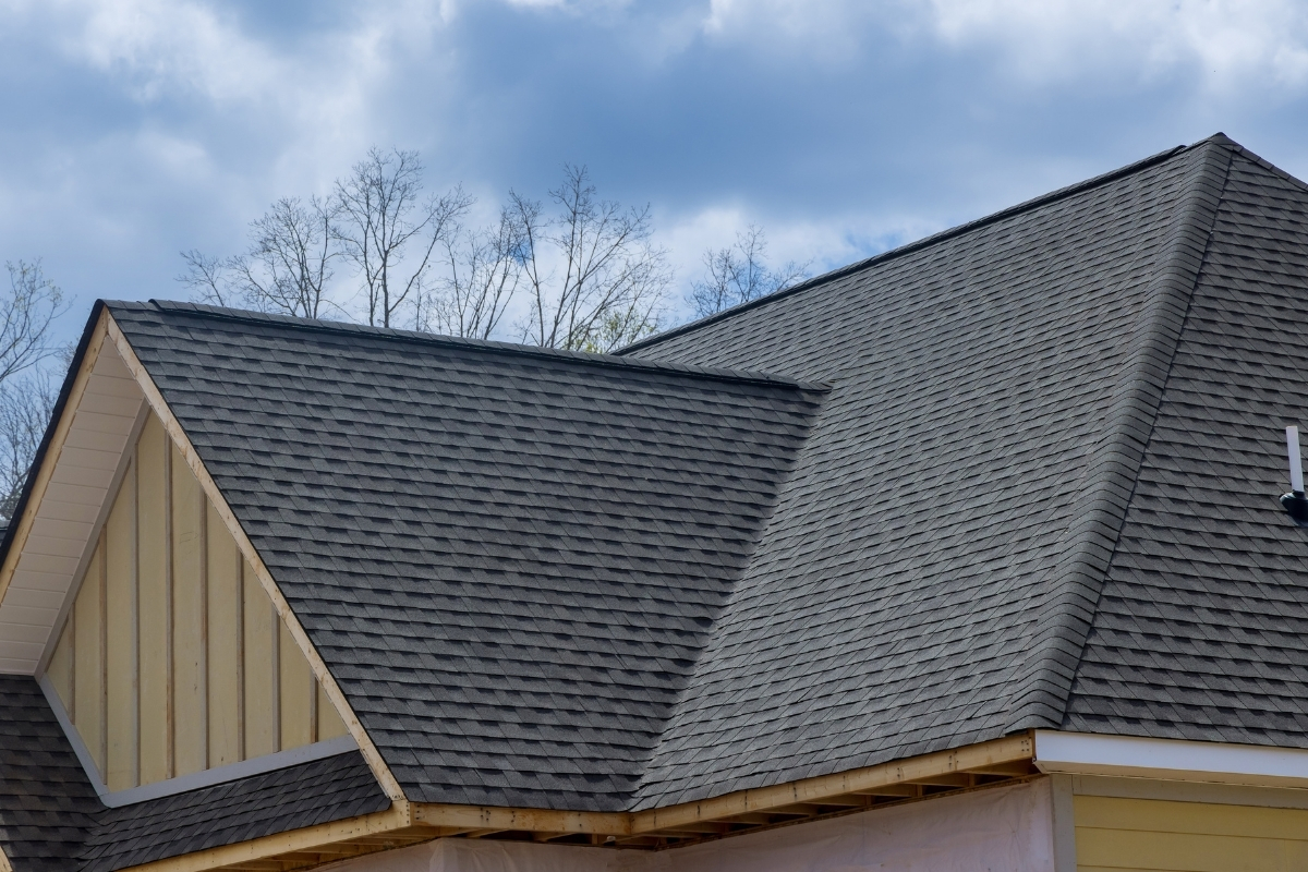 Close up of the shingles on a roof